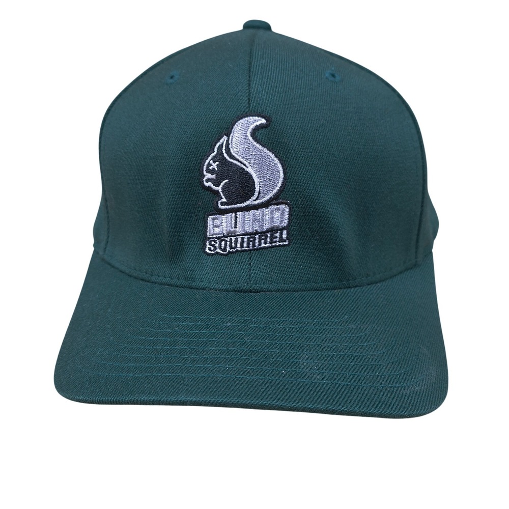 Blind Squirrel Flexfit Baseball Hat Forest Green Mens Size S-M Embroidered Logo‎